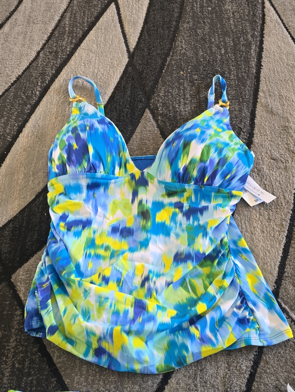 Bleu Rod Beattie  Blue, Yellow & White Tankini Set Sz 10 Nwt - Picture 4 of 8